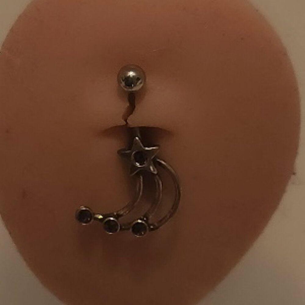 Standard Flying Star Purple Crystals Navel Ring ~ N-5082-POSH